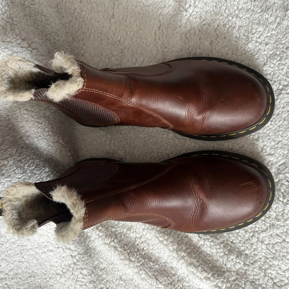 Dr. Martens Leonore 2976 Women's Faux Fur Lined Chelsea Boots Brown Sz 9 (used) - Picture 7 of 10
